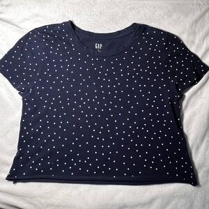 GAP Navy Polka Dot Short Sleeve Cut-off Tee